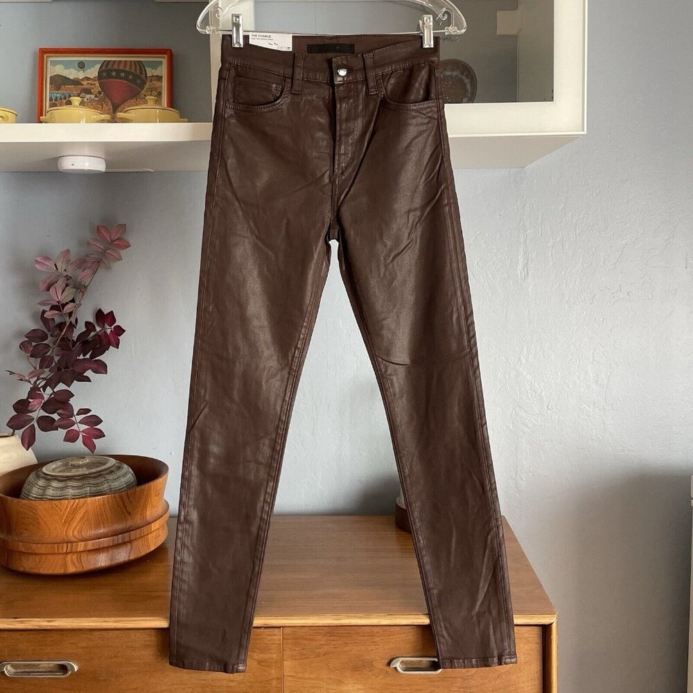 JOE'S JEANS Charlie High Rise Skinny Ankle Coated Jeans Size 26 Dark Brown - Picture 5 of 12